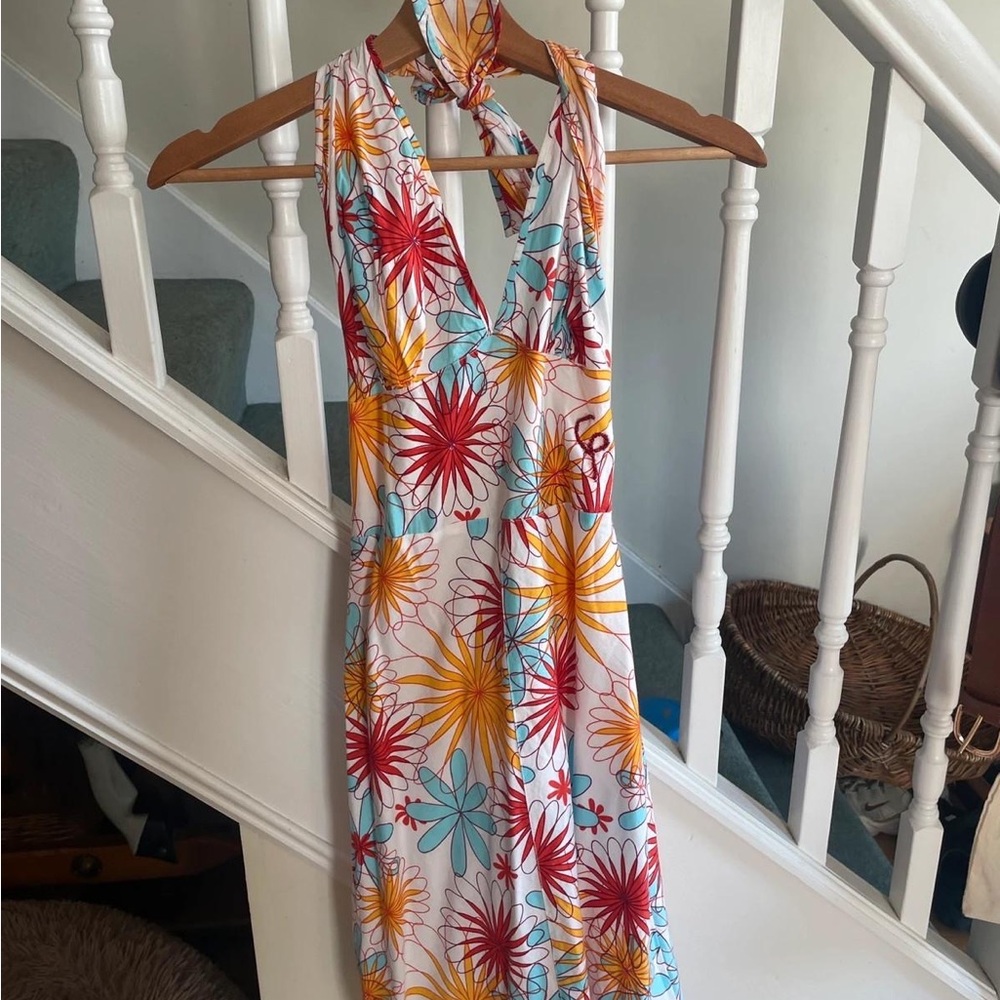 Vibrant Floral Backless Dress